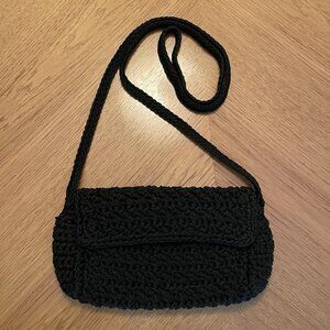 Black Crochet Shoulder or Crossbody Bag